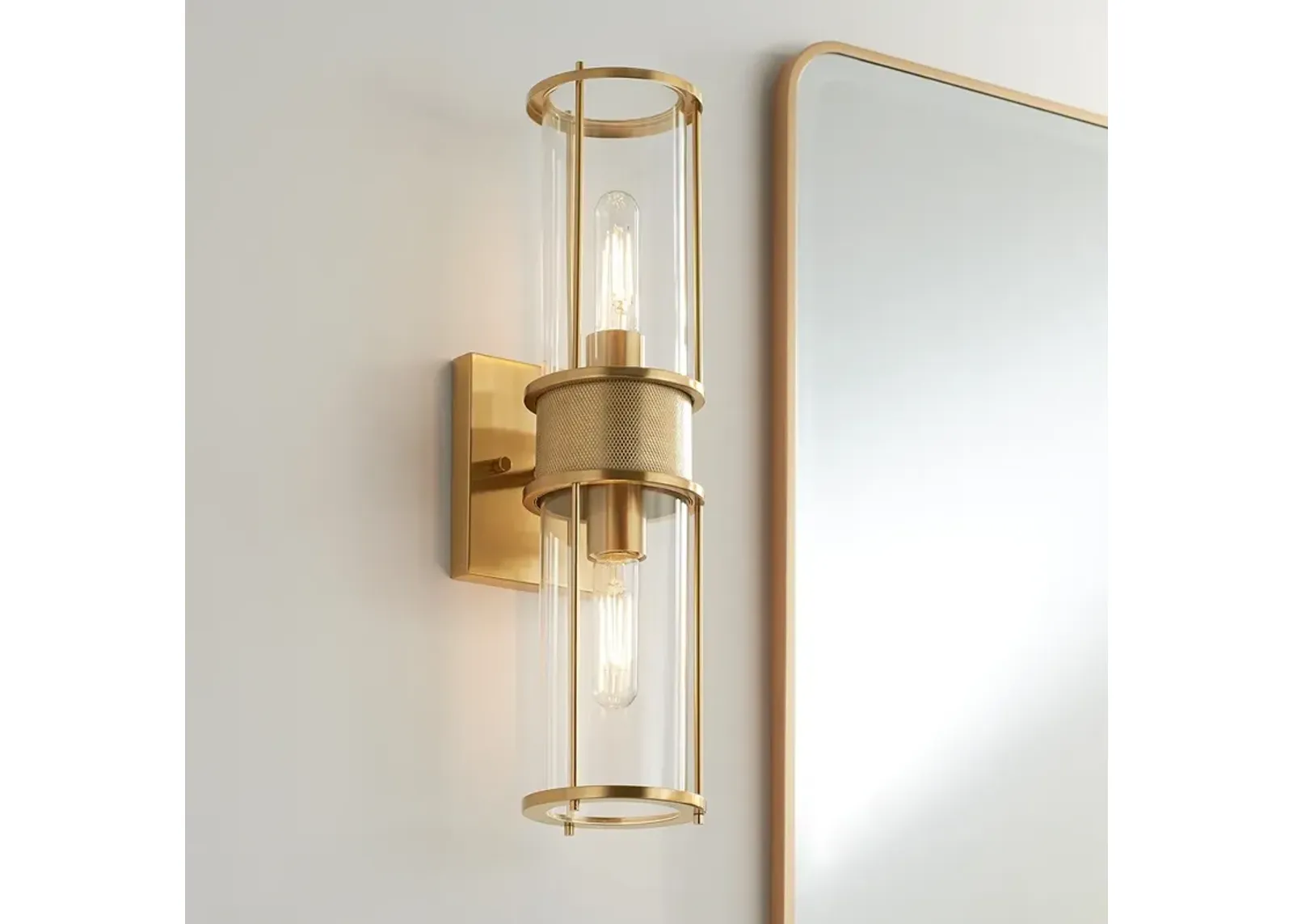 Possini Euro Miranda 19" High Warm Brass 2-Light Wall Sconce