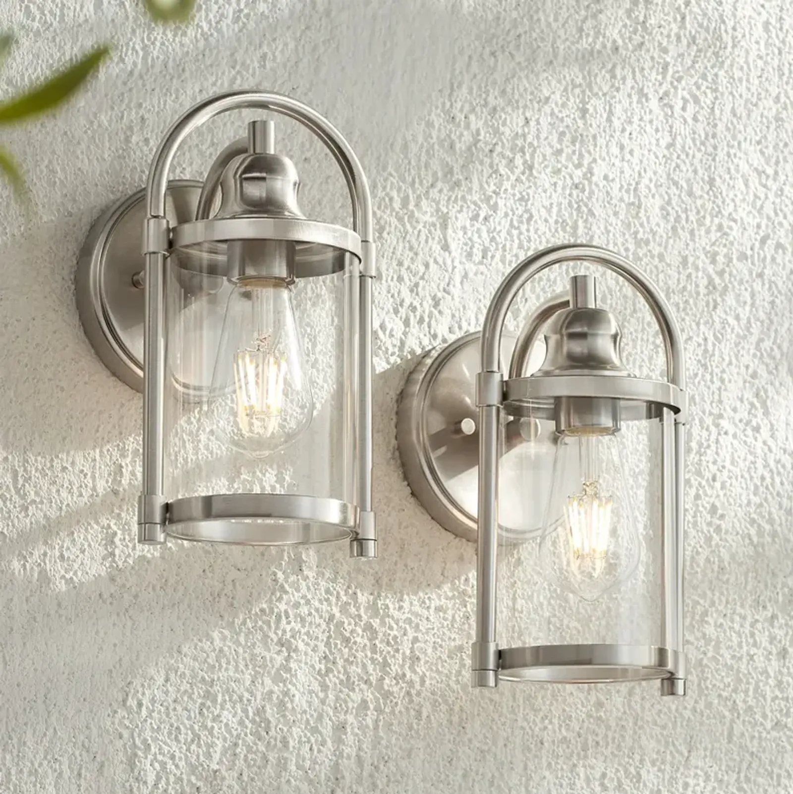 Avani 10 1/4" High Brushed Nickel Indoor/Outdoor Wall Light Set of 2