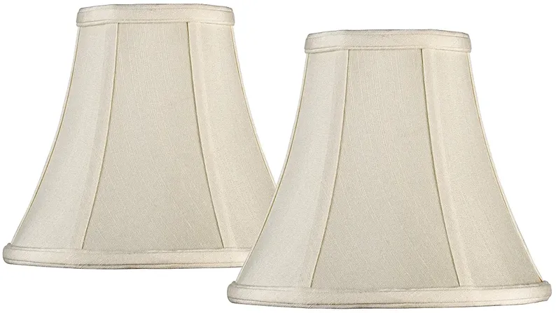 Creme Fabric Set of 2 Bell Lamp Shades 4.5x9x8 (Spider)