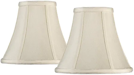 Creme Fabric Set of 2 Bell Lamp Shades 4.5x9x8 (Spider)