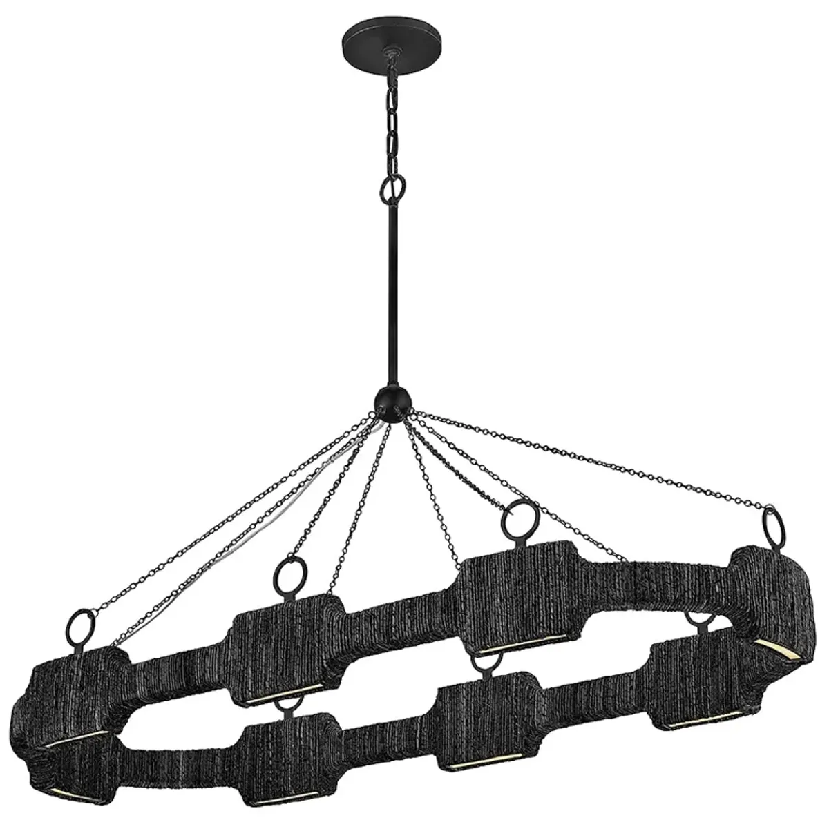 Raffi 52" Wide Carbon Black 8-Light LED Linear Chandelier
