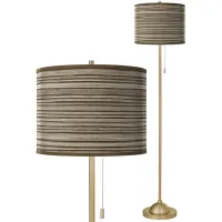 Cedar Zebrawood Giclee Warm Gold Stick Floor Lamp