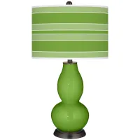 Color Plus Double Gourd 29 1/2" Bold Stripe and Rosemary Green Lamp