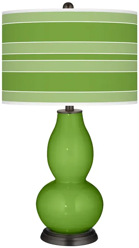 Color Plus Double Gourd 29 1/2" Bold Stripe and Rosemary Green Lamp