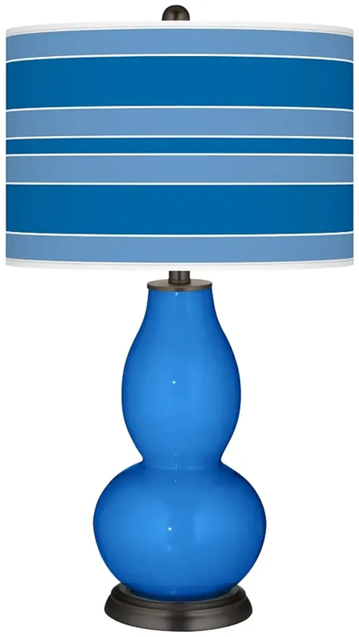 Color Plus Double Bold Stripe Gourd Royal Blue Table Lamp