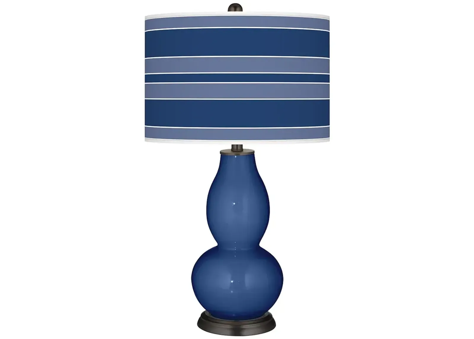 Color Plus Double Gourd 29 1/2" Bold Stripe Monaco Blue Table Lamp