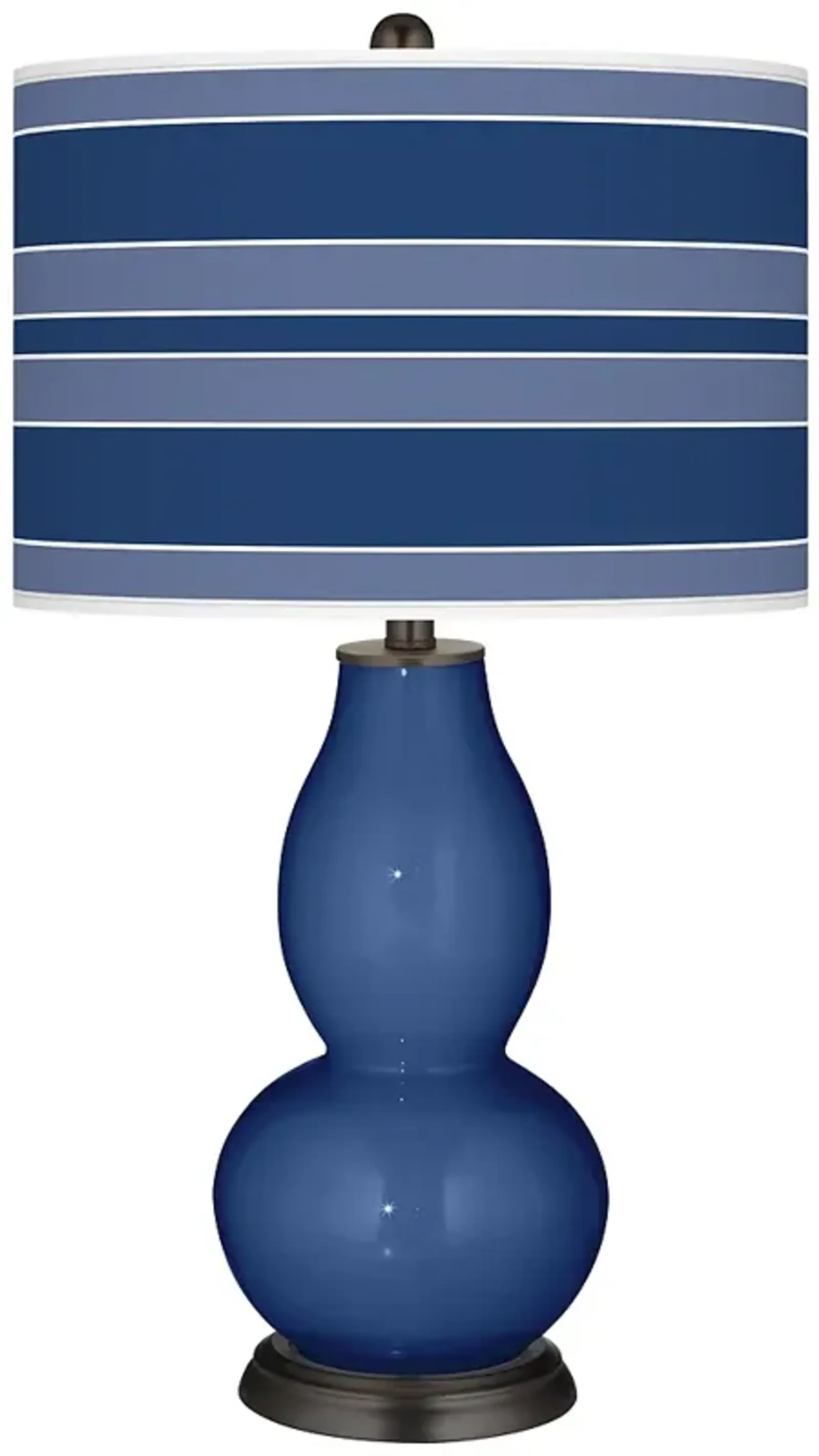 Color Plus Double Gourd 29 1/2" Bold Stripe Monaco Blue Table Lamp