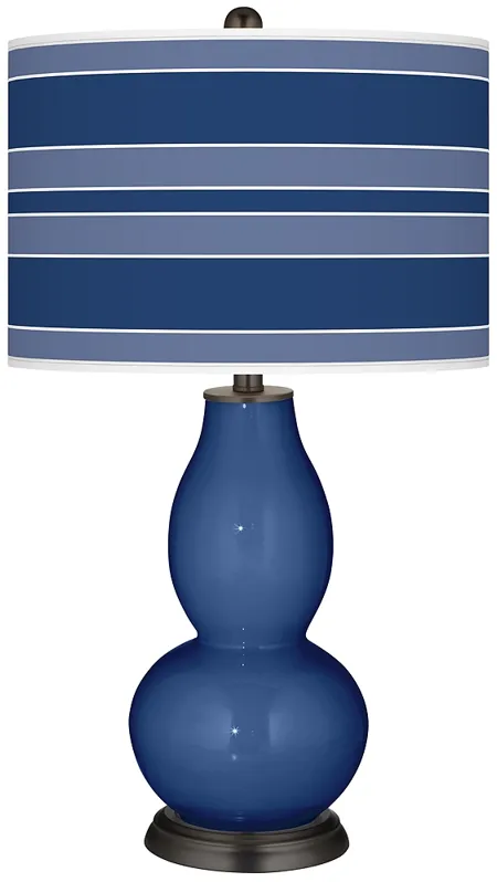 Monaco Blue Bold Stripe Double Gourd Table Lamp
