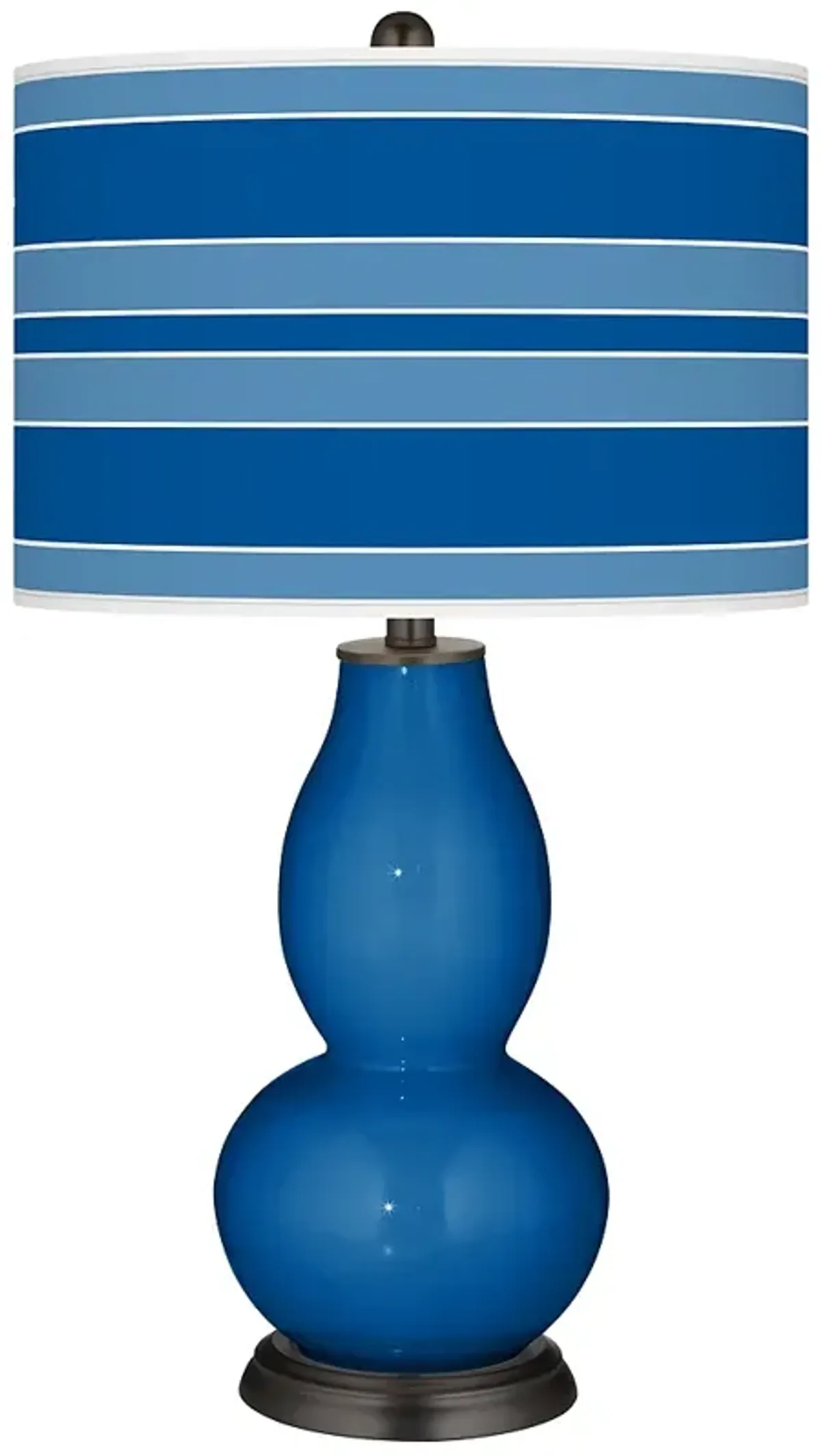 Color Plus 29 1/2" Double Gourd Bold Stripe  Hyper Blue Table Lamp