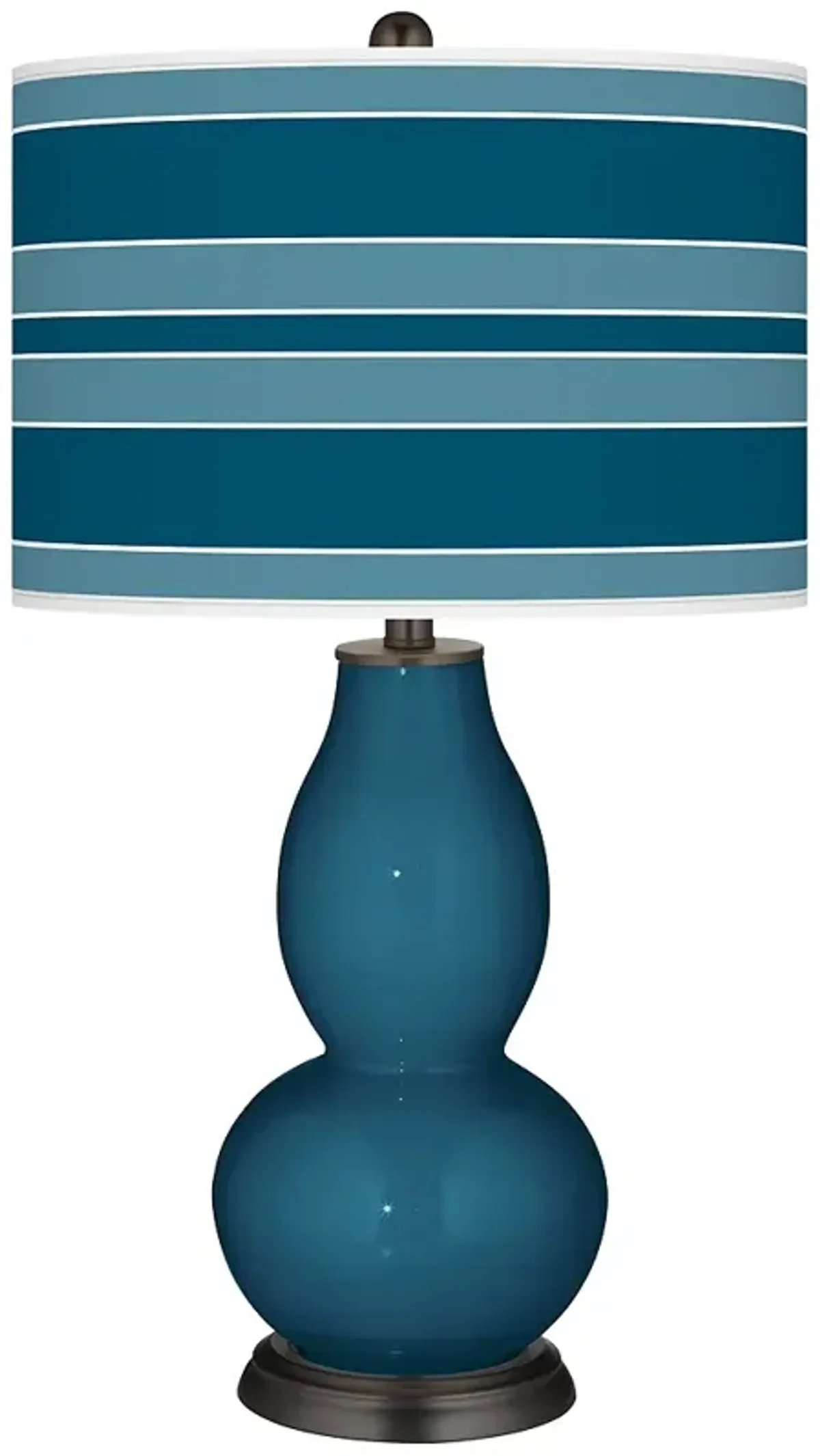 Color Plus Double Gourd 29 1/2" Bold Stripe Oceanside Blue Table Lamp