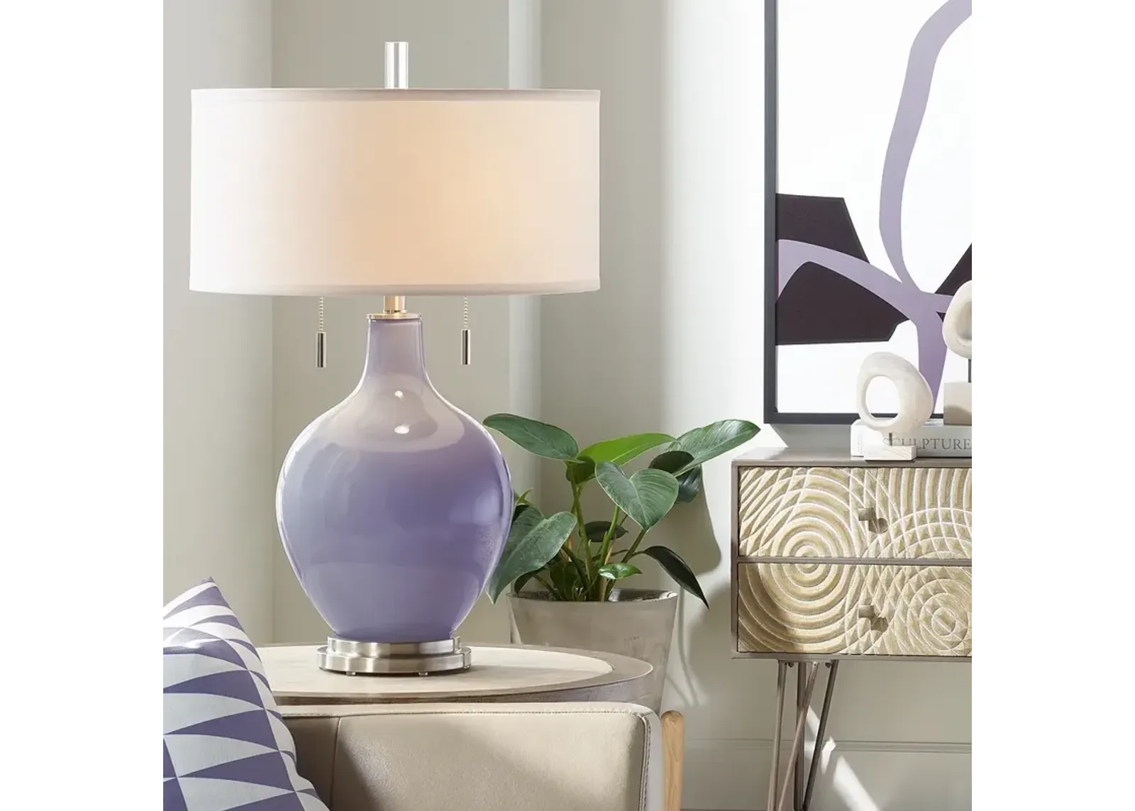 Color Plus Toby 28" High Modern Glass Purple Haze Table Lamp