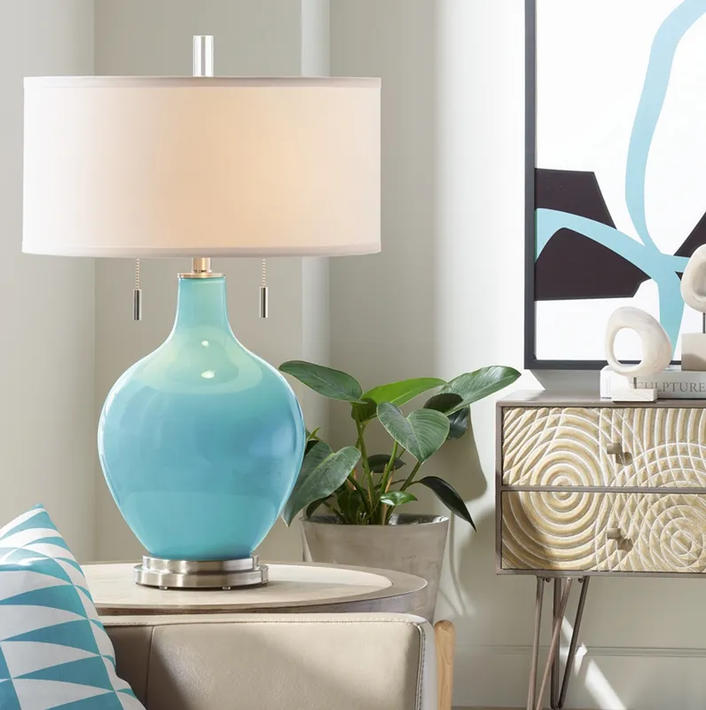 Color Plus Toby 28" High Modern Coastal Nautilus Blue Table Lamp