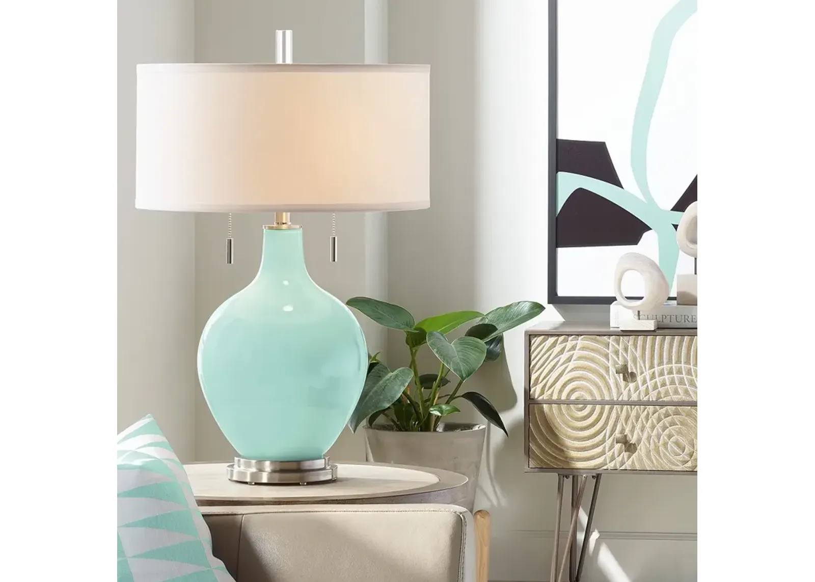 Color Plus Toby 28" High Modern Coastal Cay Blue Table Lamp