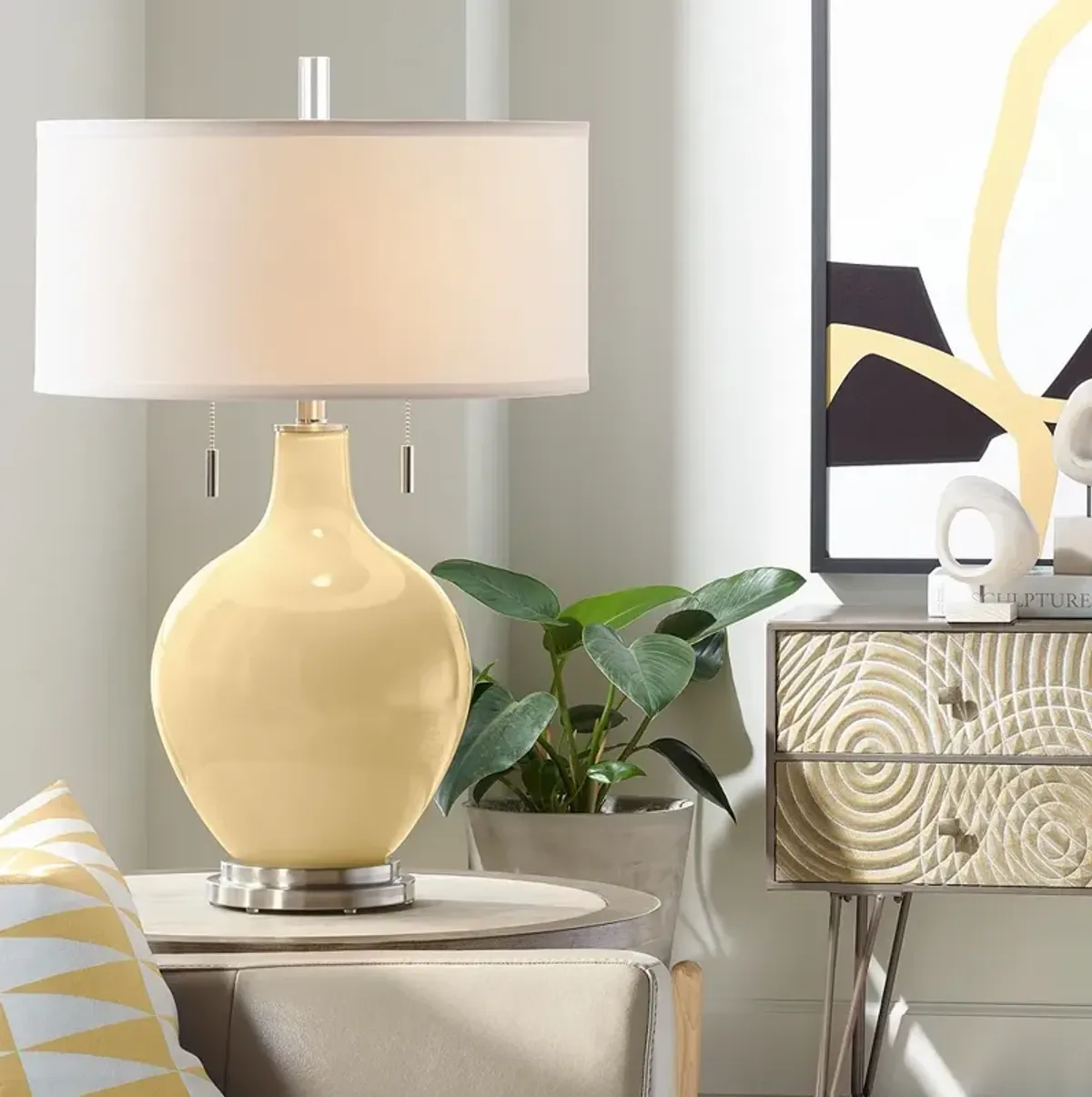 Color Plus Toby 28" High Modern Glass Humble Gold Table Lamp
