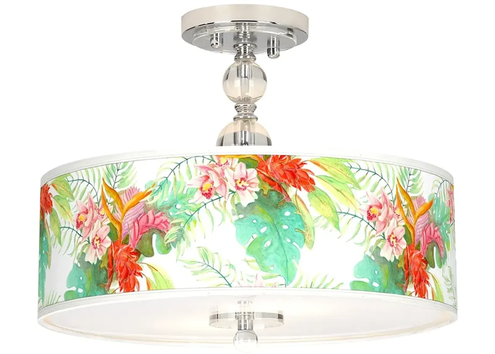 Island Floral Giclee 16" Wide Semi-Flush Ceiling Light