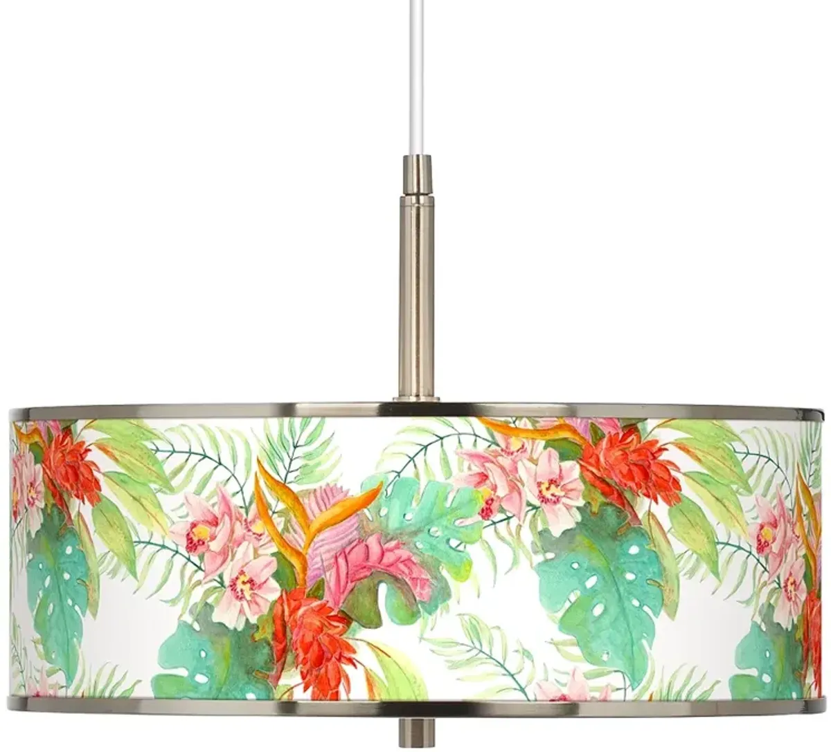 Island Floral Giclee Glow 16" Wide Pendant Light