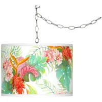 Island Floral Giclee Glow Plug-In Swag Pendant