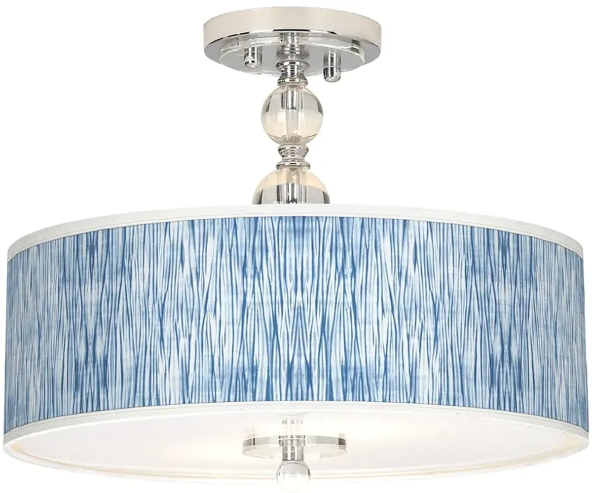 Giclee Gallery Beachcomb Blue 16" Wide Semi-Flush Ceiling Light