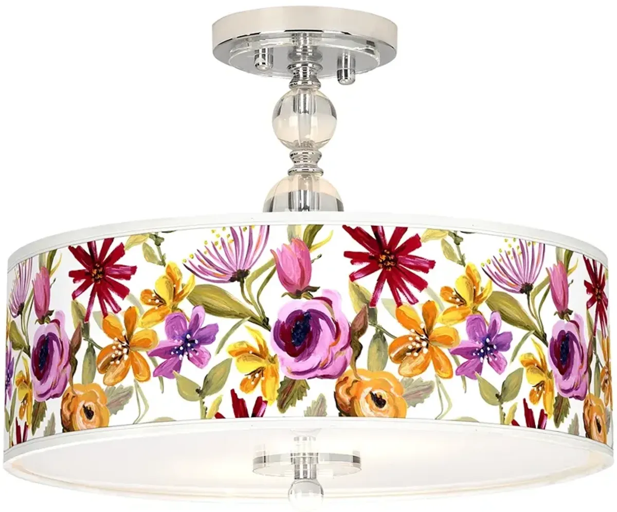 Giclee Gallery Bountiful Blooms 16" Wide Semi-Flush Ceiling Light