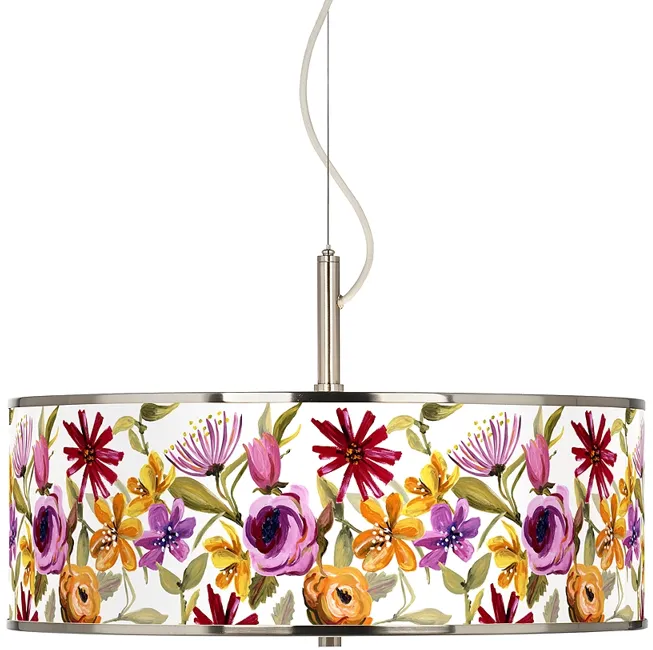 Bountiful Blooms Giclee Glow 20" Wide Pendant Light