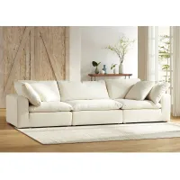Skye 125"W Classic Natural Linen 3-Piece Modular Sofa