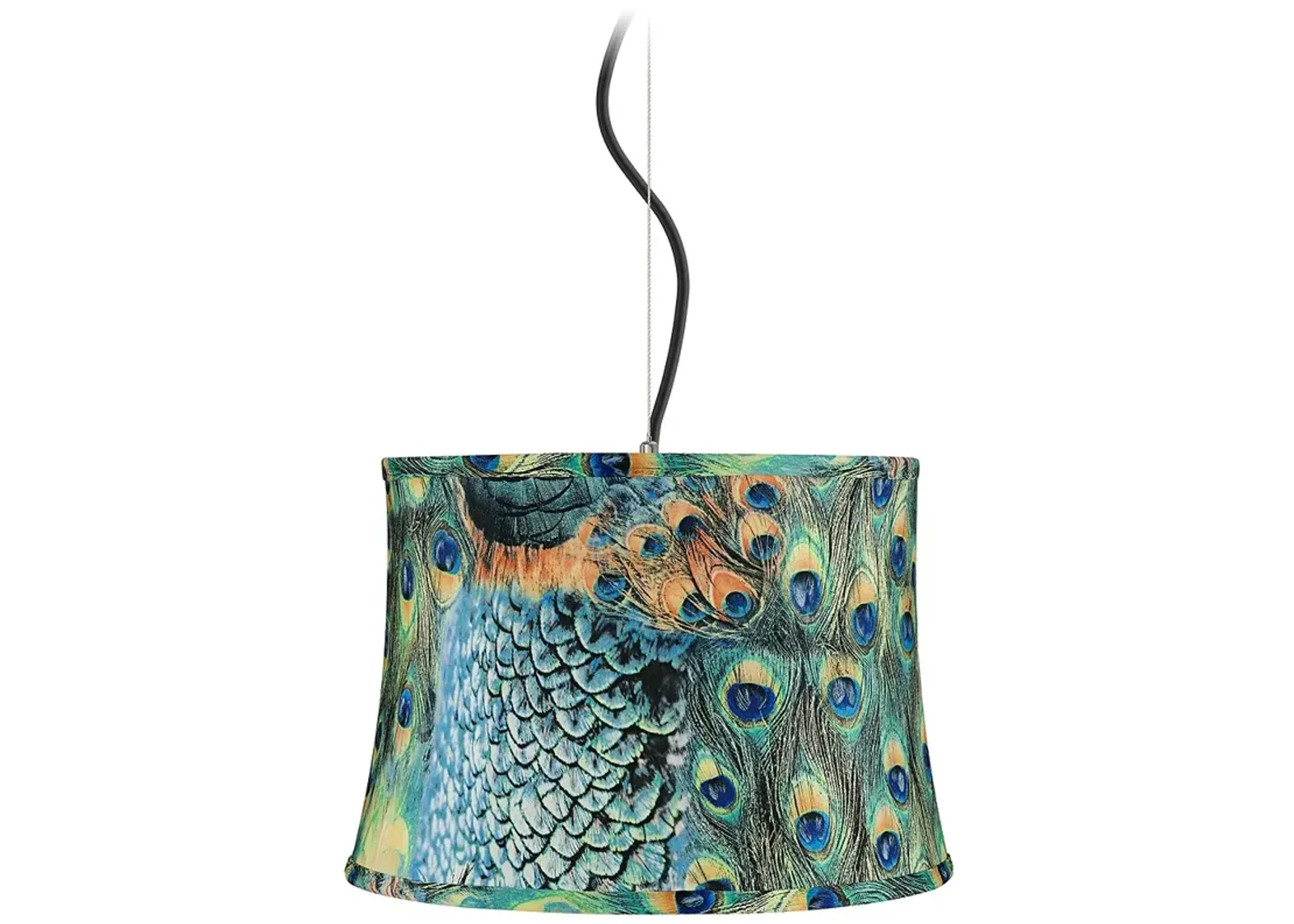 Possini Euro 16" Wide Peacock Print Shade Pendant Light