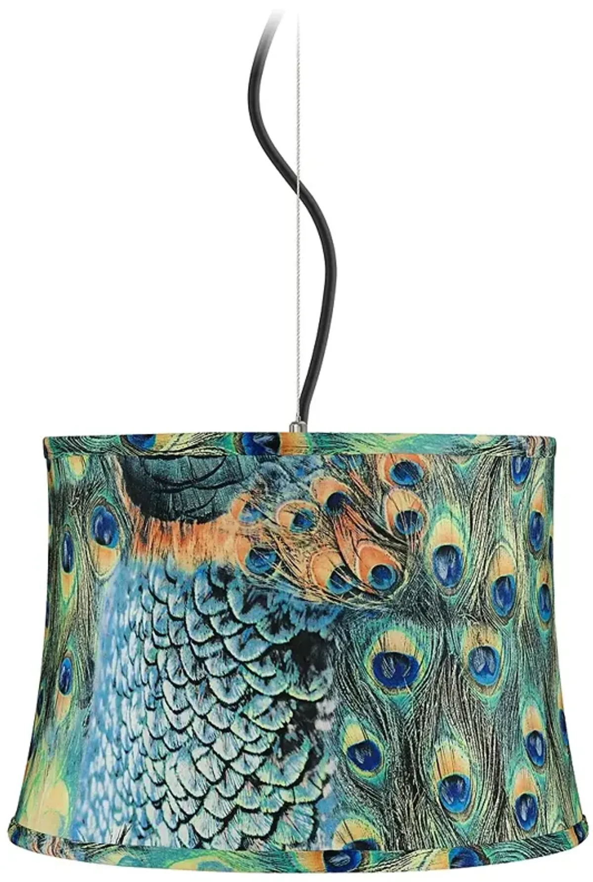 Possini Euro 16" Wide Peacock Print Shade Pendant Light