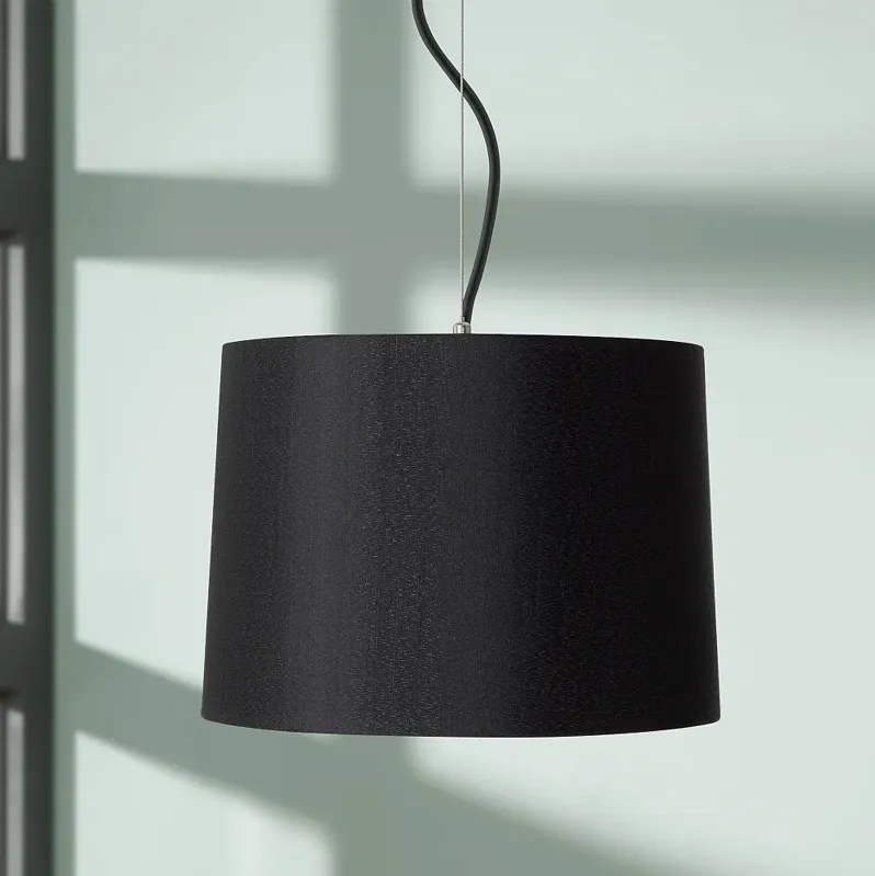 Possini Euro 14" Wide Modern Black Drum Pendant Light