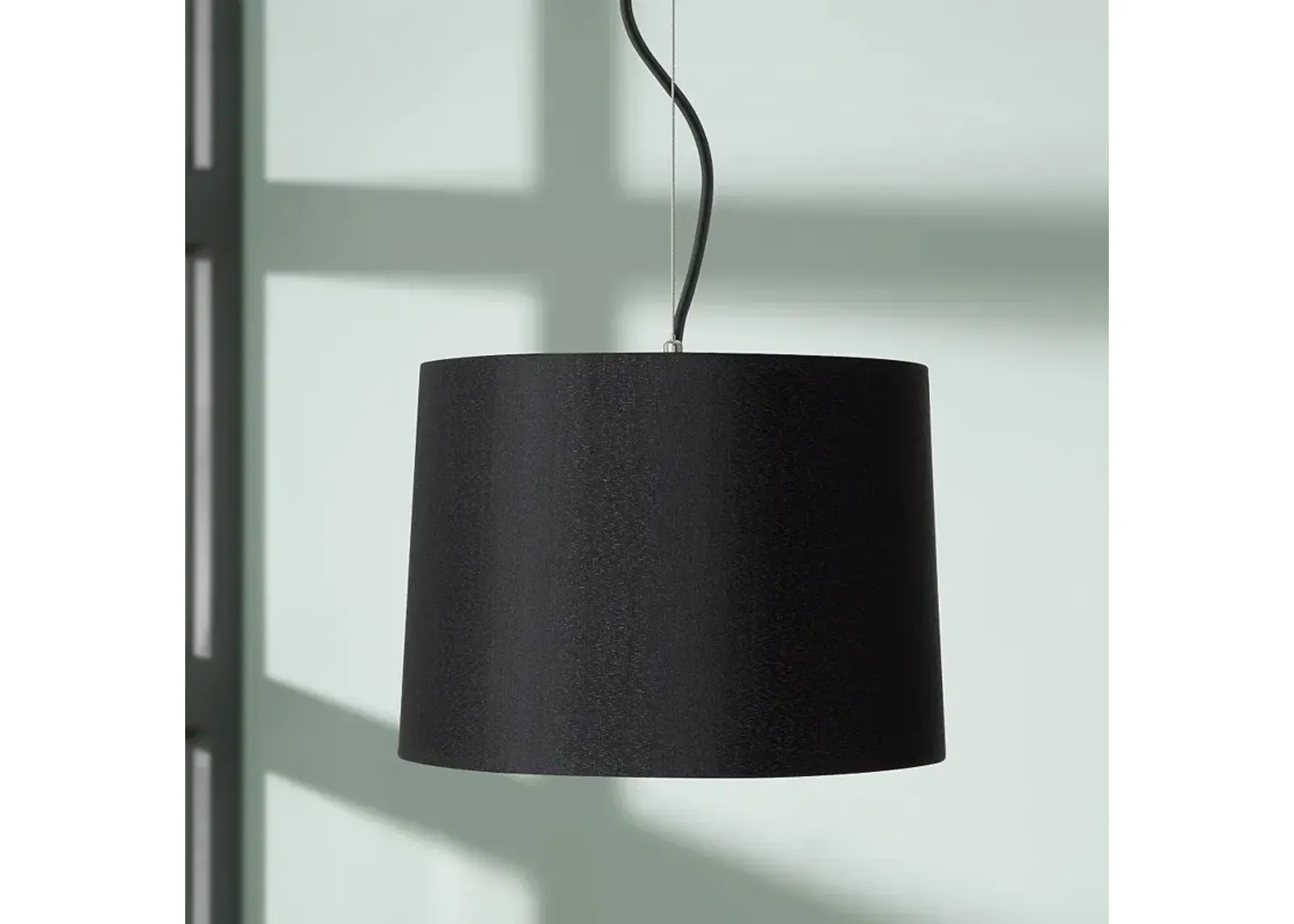 Possini Euro 14" Wide Modern Black Drum Pendant Light