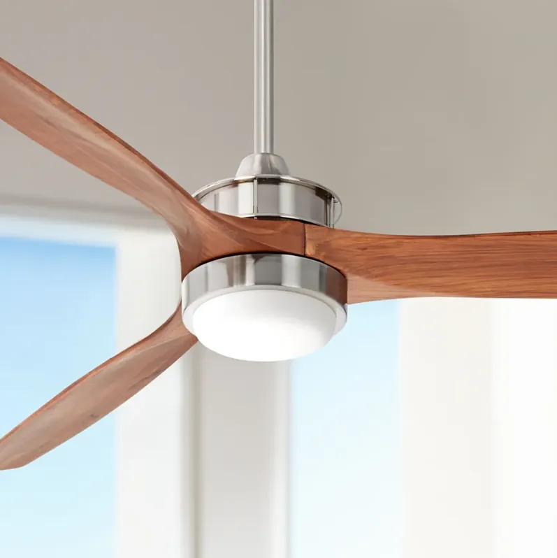 52" Casa Vieja Windspun DC Walnut Nickel LED Ceiling Fan with Remote