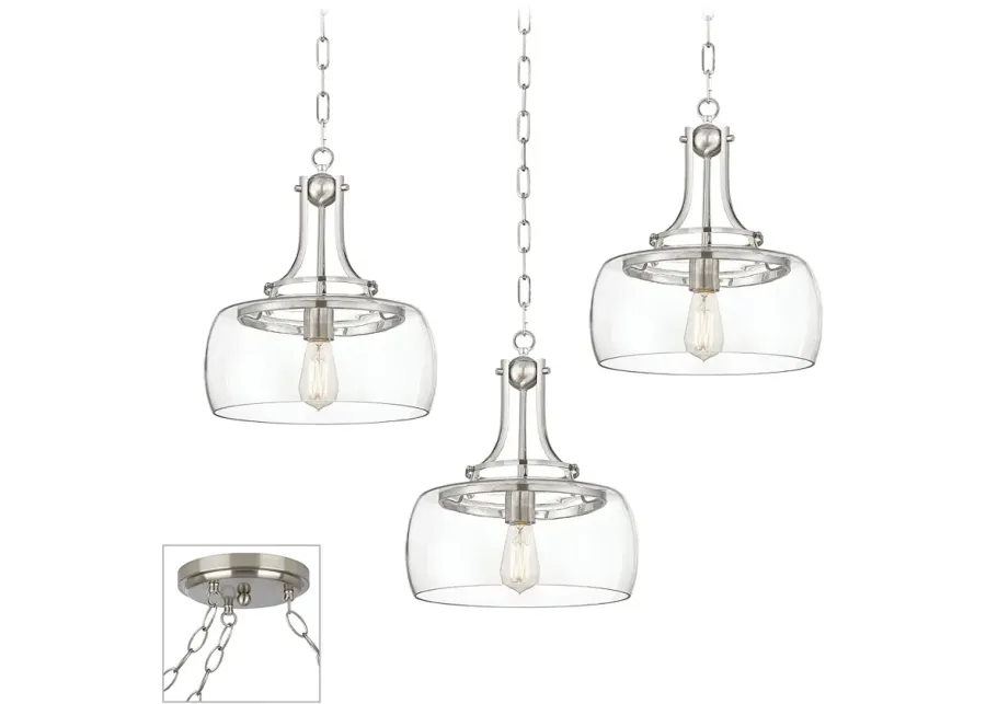 Charleston Brushed Nickel and Glass 3-Light Swag Chandelier