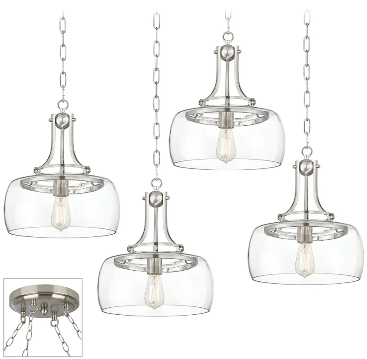 Charleston Brushed Nickel and Glass 4-Light Swag Chandelier