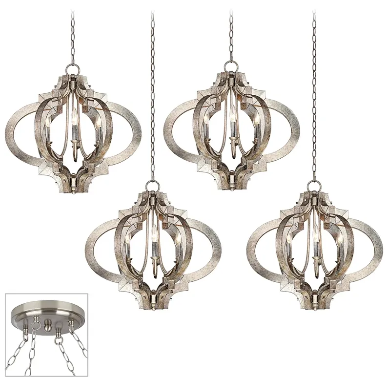 Possini Euro Ornament Brushed Nickel 4-Light Swag Chandelier