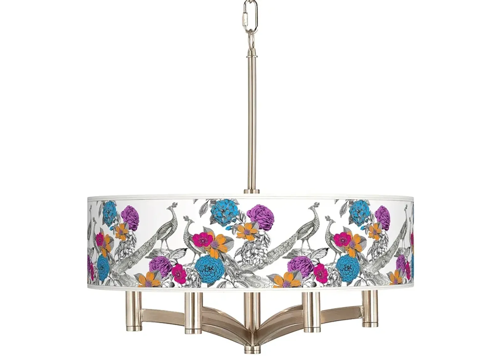 Peacocks in the Garden Ava 6-Light Nickel Pendant Chandelier