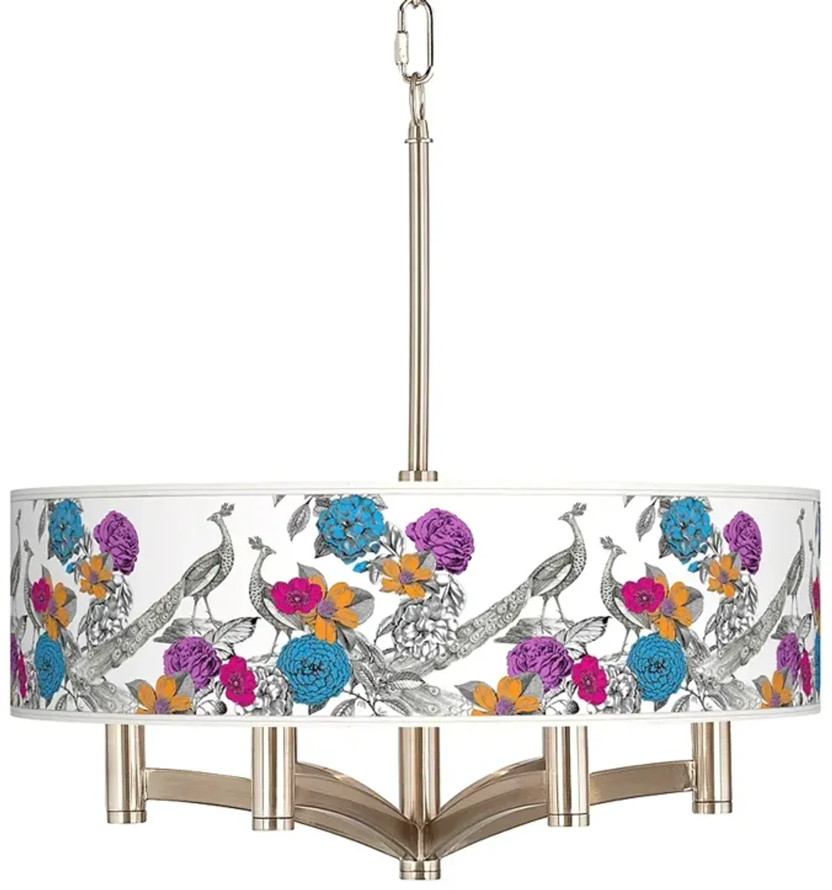 Peacocks in the Garden Ava 6-Light Nickel Pendant Chandelier