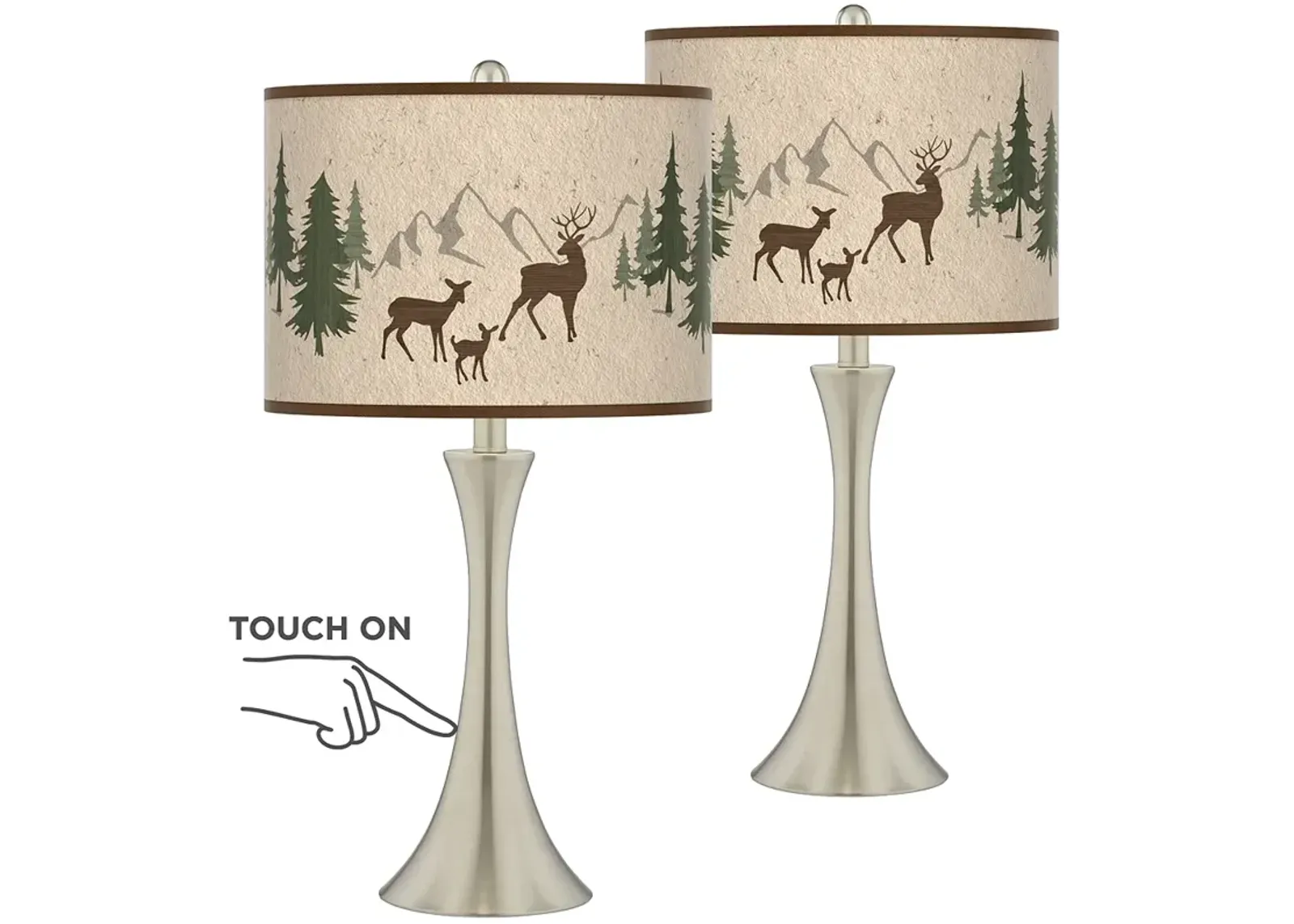 Giclee Glow Trish 24" Deer Lodge Touch Table Lamps Set of 2