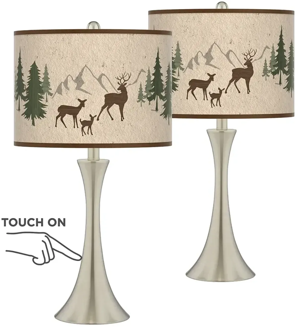 Giclee Glow Trish 24" Deer Lodge Touch Table Lamps Set of 2