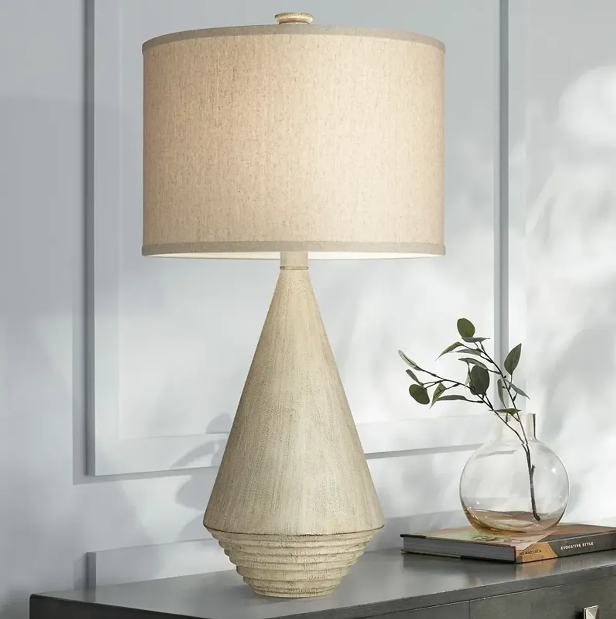 Pacific Coast Adelis 31" Faux Bleached Wood Modern Table Lamp