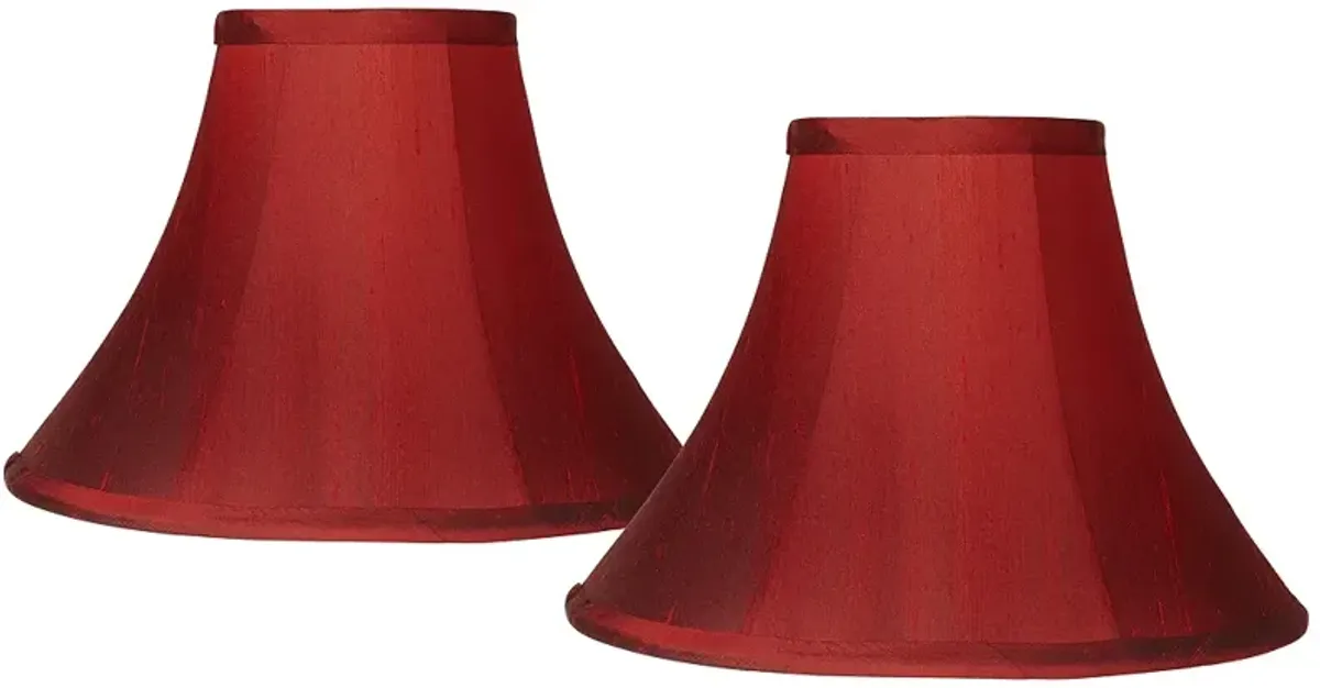 Springcrest Deep Red Fabric Set of 2 Bell Lamp Shades 5x12x8.5 (Spider)