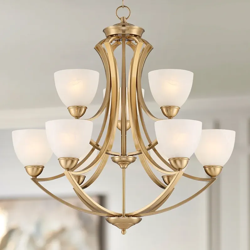 Possini Euro Milbury 30" Wide Soft Gold 9-Light 2-Tier Chandelier