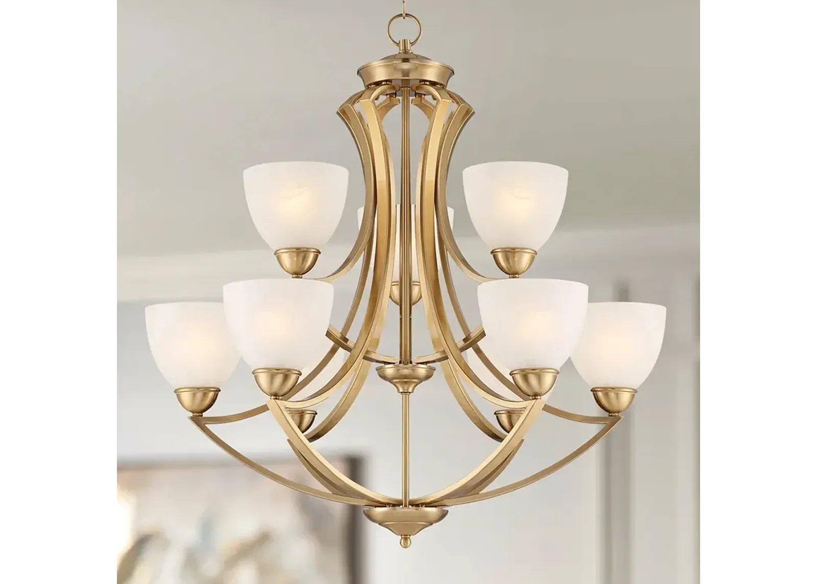 Possini Euro Milbury 30" Wide Soft Gold 9-Light 2-Tier Chandelier