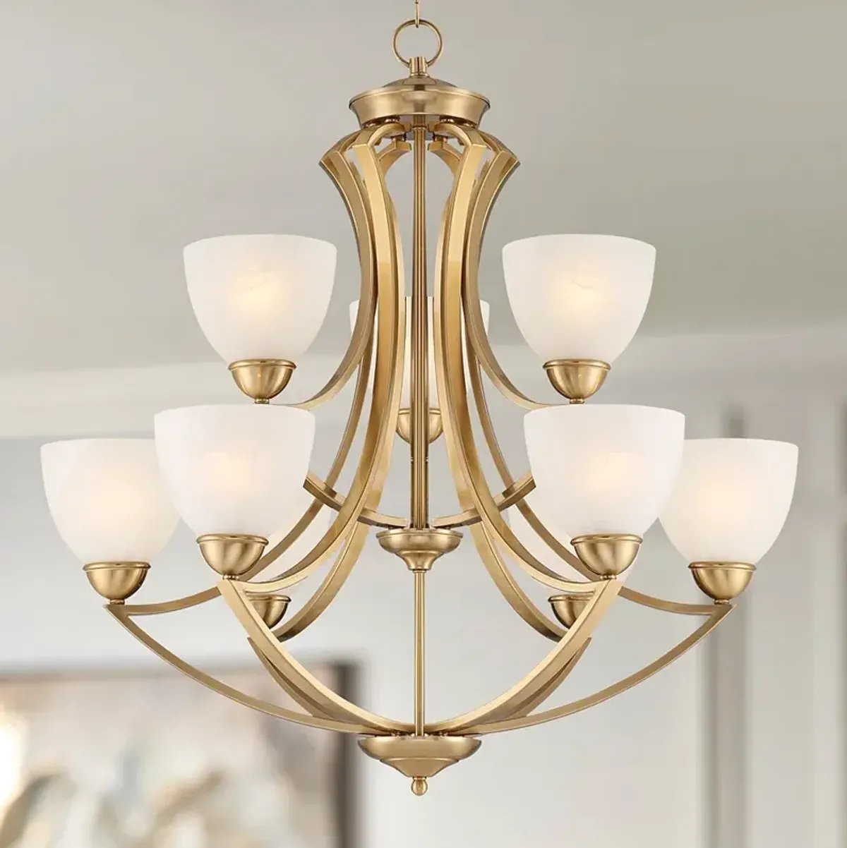 Possini Euro Milbury 30" Wide Soft Gold 9-Light 2-Tier Chandelier