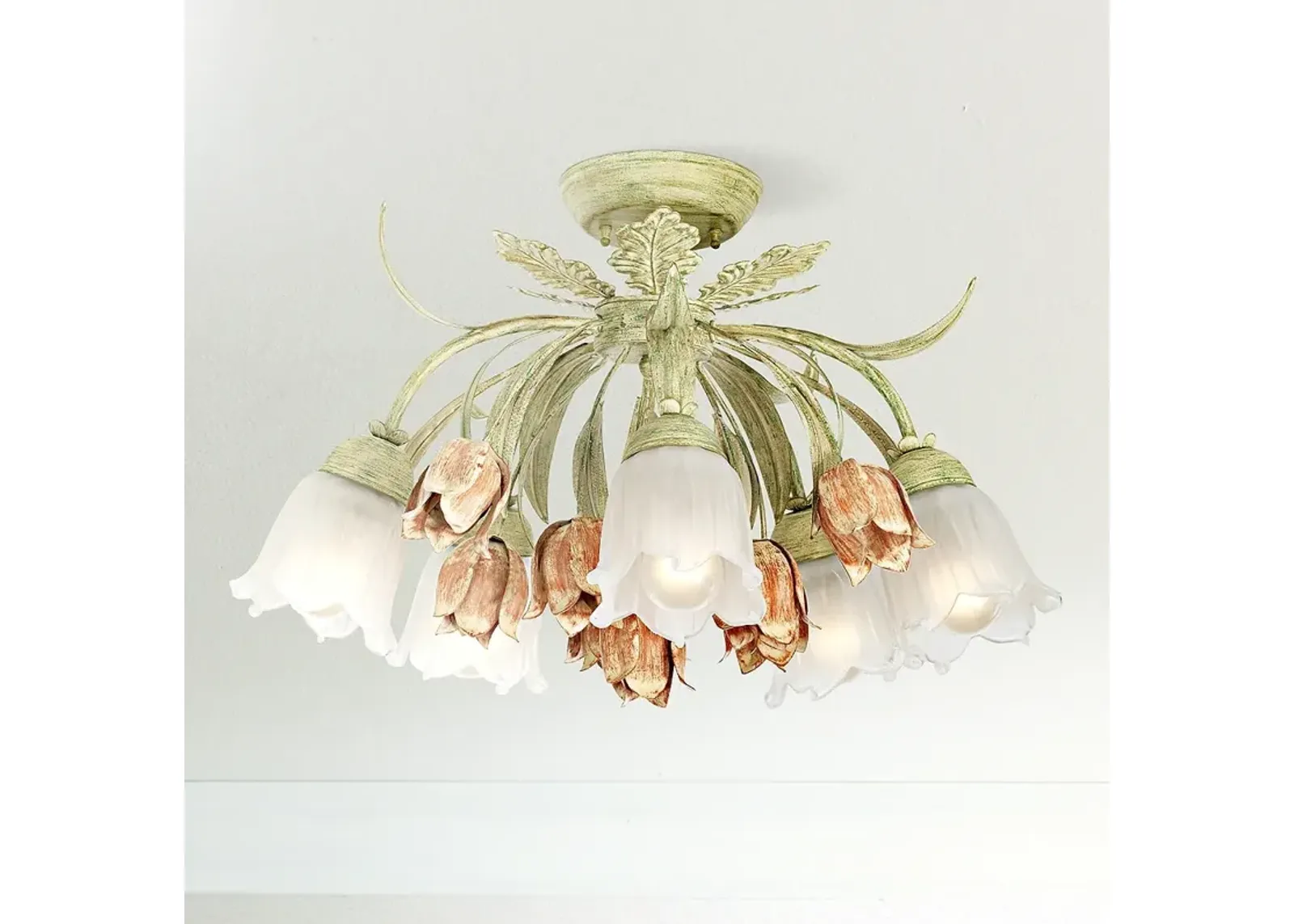 Parisian Flower Semi-Flushmount 22" Wide Ceiling Light