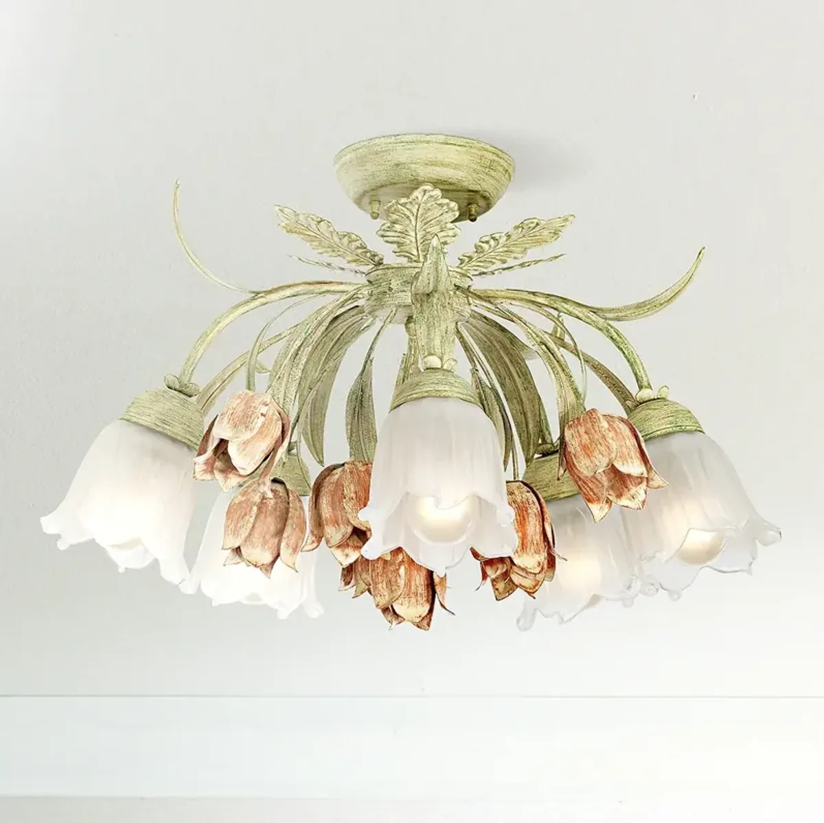 Parisian Flower Semi-Flushmount 22" Wide Ceiling Light