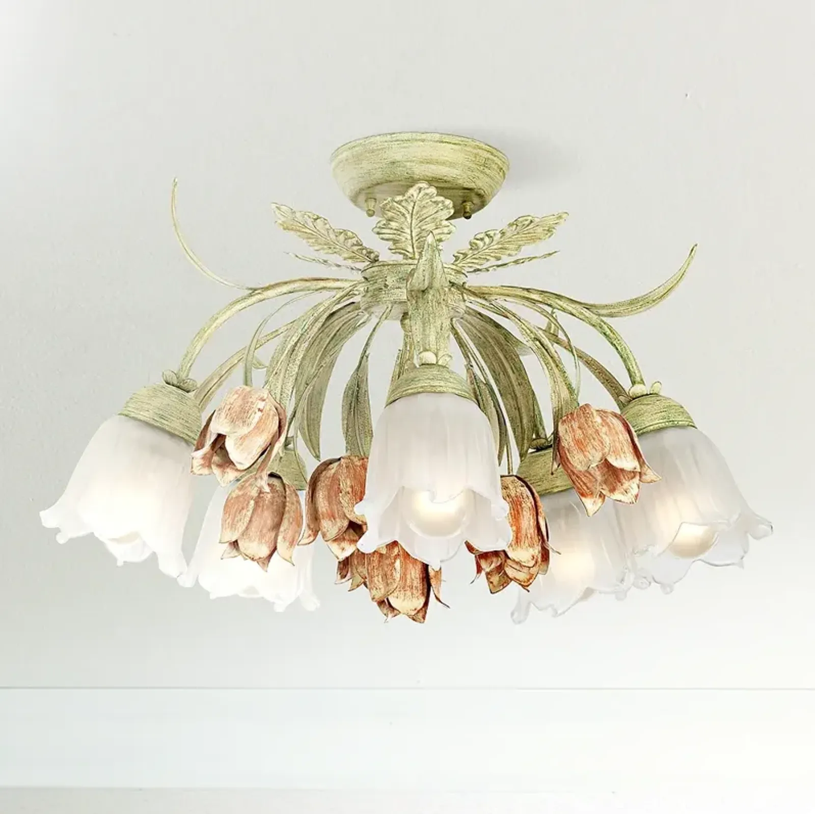 Crystorama Parisian Flower 22" Wide Art Glass Ceiling Light