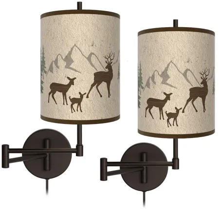 Deer Lodge Tessa Bronze Swing Arm Wall Lamps Set of 2