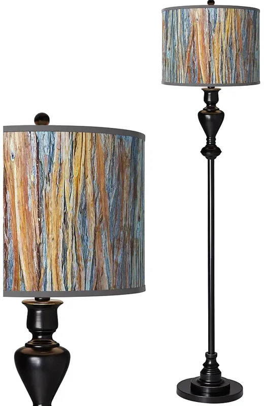 Giclee Glow 58" High Striking Bark Shade Black Bronze Floor Lamp