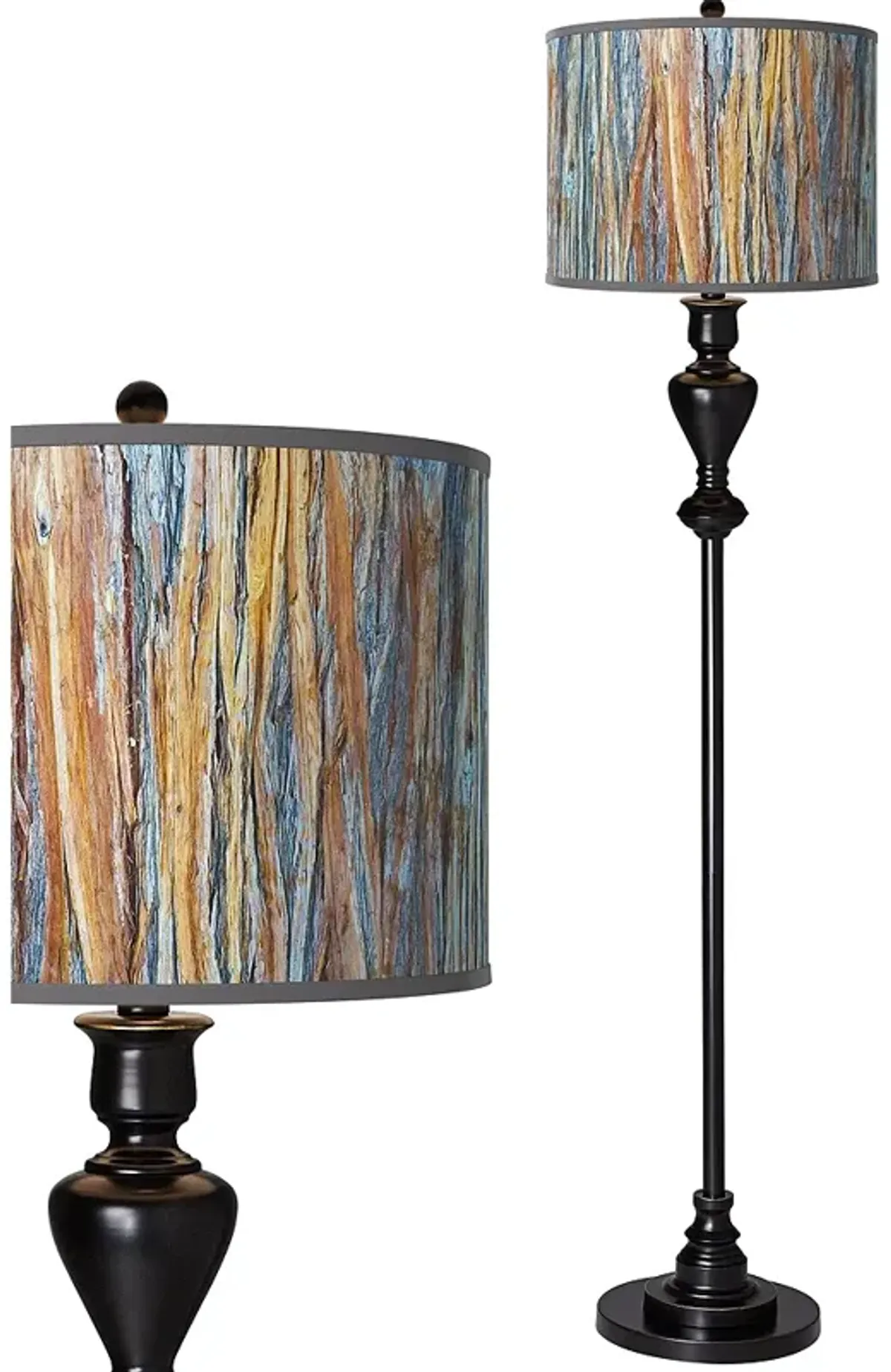 Giclee Glow 58" High Striking Bark Shade Black Bronze Floor Lamp