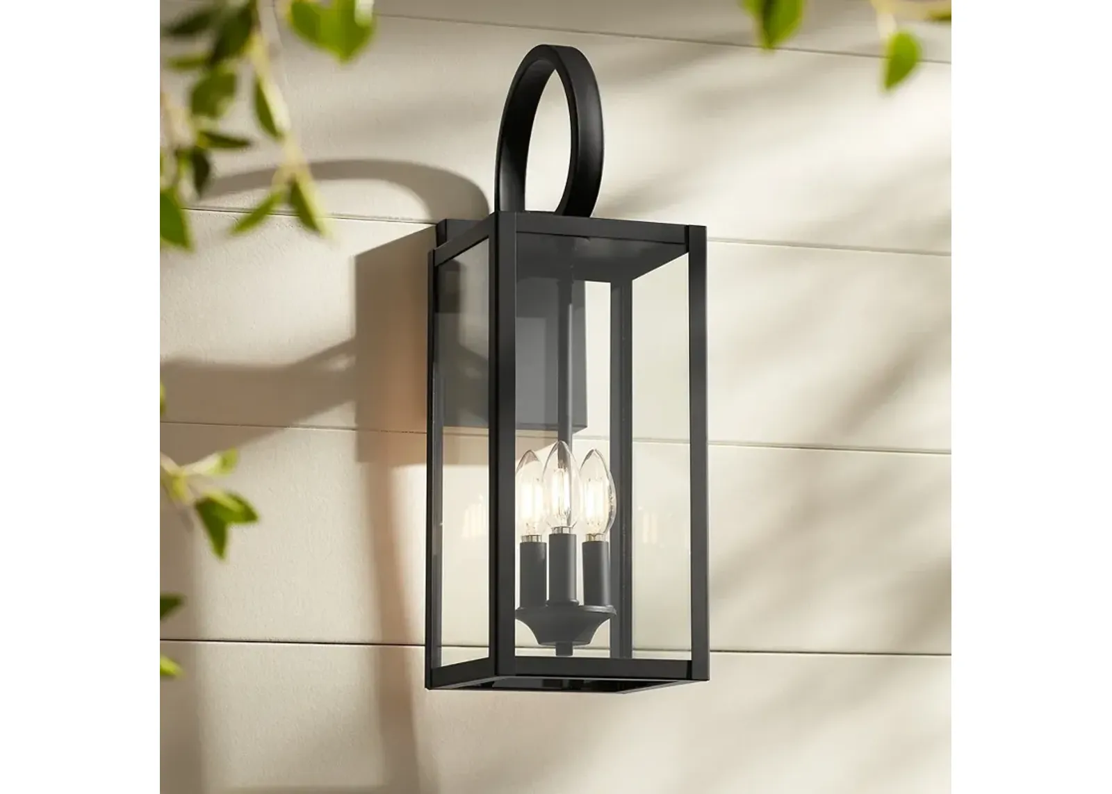 Mira 21 1/2" High Flat Black 3-Light Outdoor Wall Light