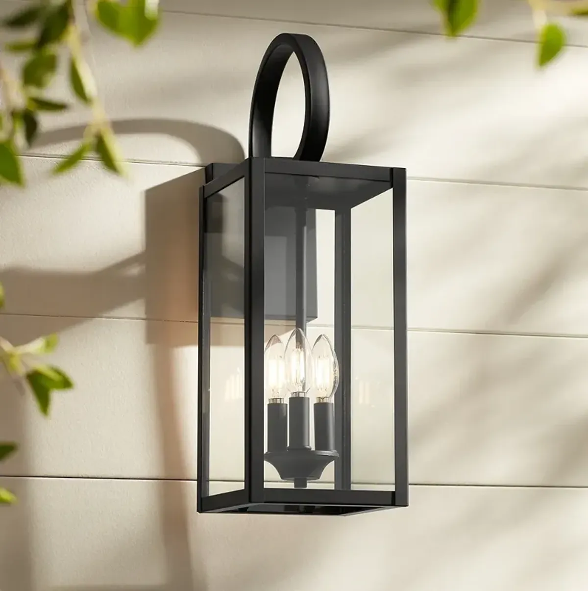 Mira 21 1/2" High Flat Black 3-Light Outdoor Wall Light